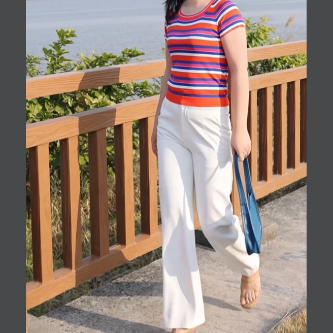 休闲时尚气质百搭女裤#YB33787C-01长裤显瘦通勤长筒裤宽松外穿