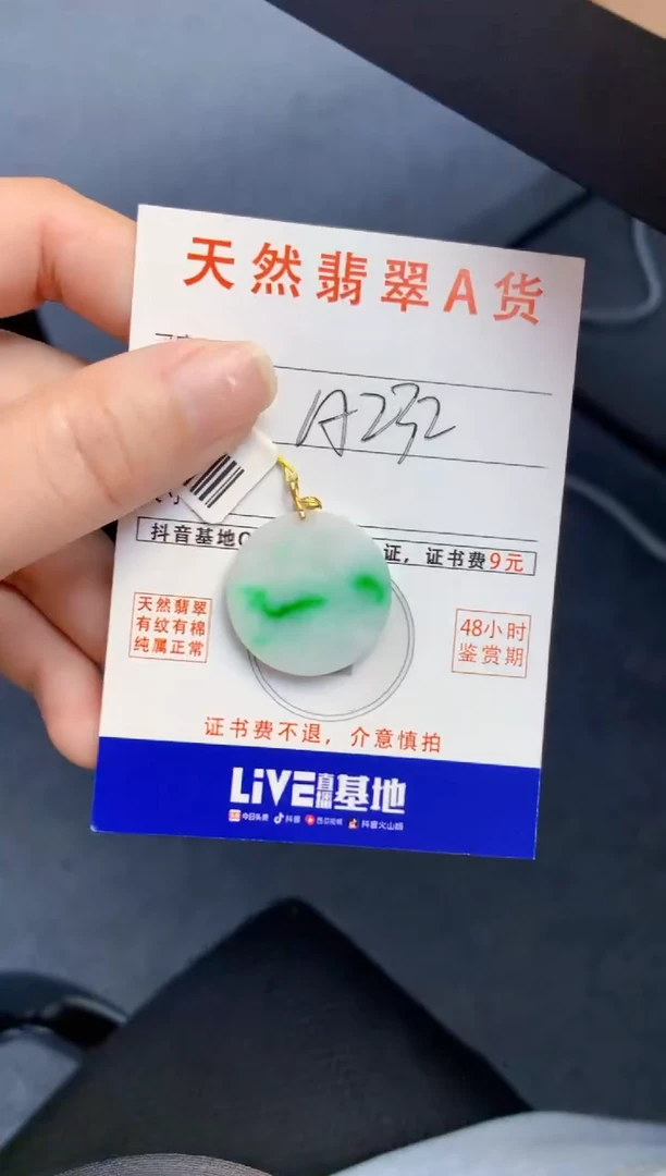 颈饰18K金镶嵌翡翠天然A货缅甸翡翠百元以上9元证书费自理