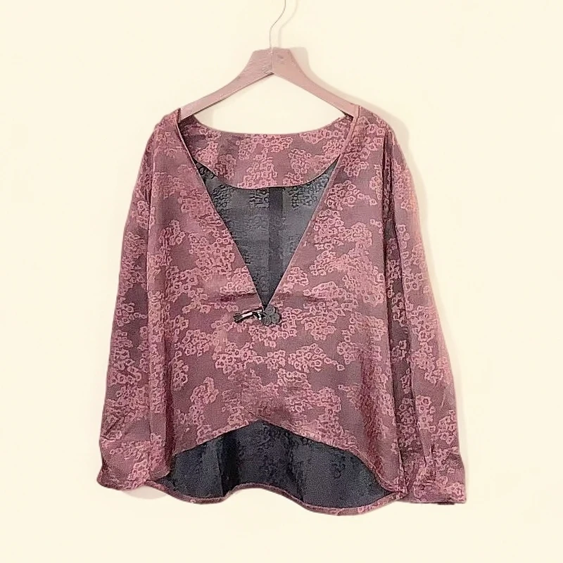 6003〖伊檀〗薄款上衣复古外套女士宽松减龄长袖夏季女装