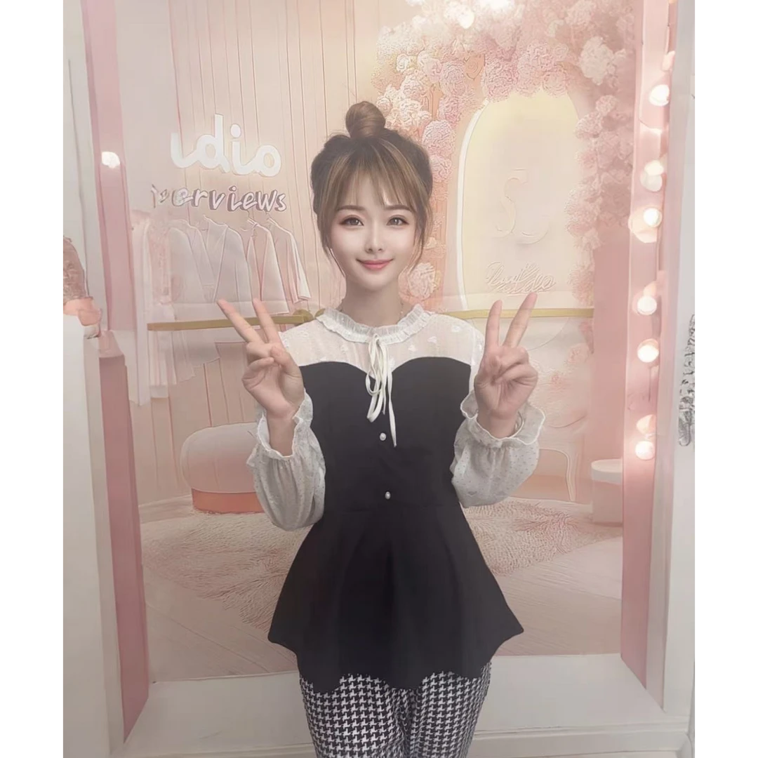 女装衬衣春季新款洋气减龄拼接遮肚子设计感长袖上衣161-180