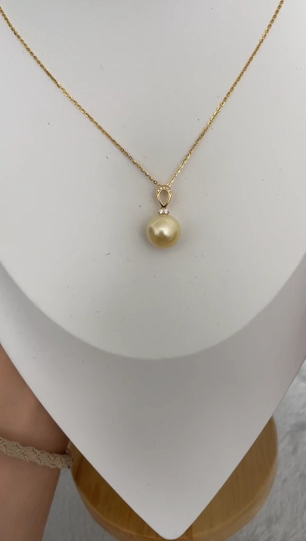 银S925镶嵌海水珍珠吊坠(赠链)南洋金珠m家同款12-13mm