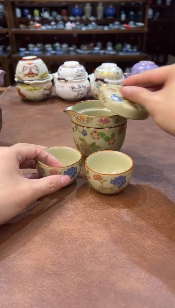 真的很便宜超好看会开片的旅行茶具