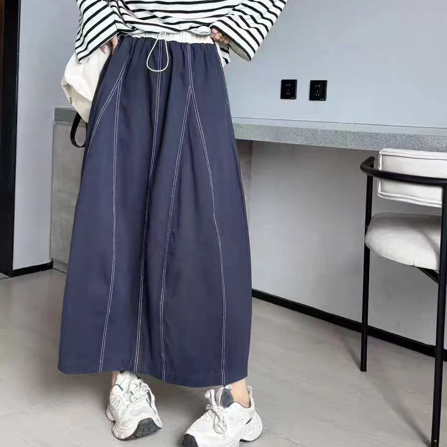 春季新款韩版休闲时尚简约撞色明线设计宽松高腰洋气衣服女8212