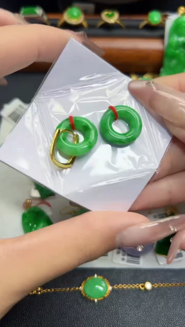 【闪购商品】翡翠耳饰银S925镶嵌Y缅料A货/支持复检/一件