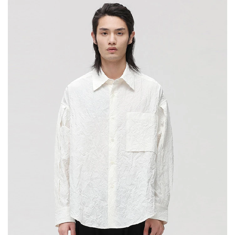 HERBEL/黑白2024/春季男衬衫外套休闲百搭潮流宽松时尚1487