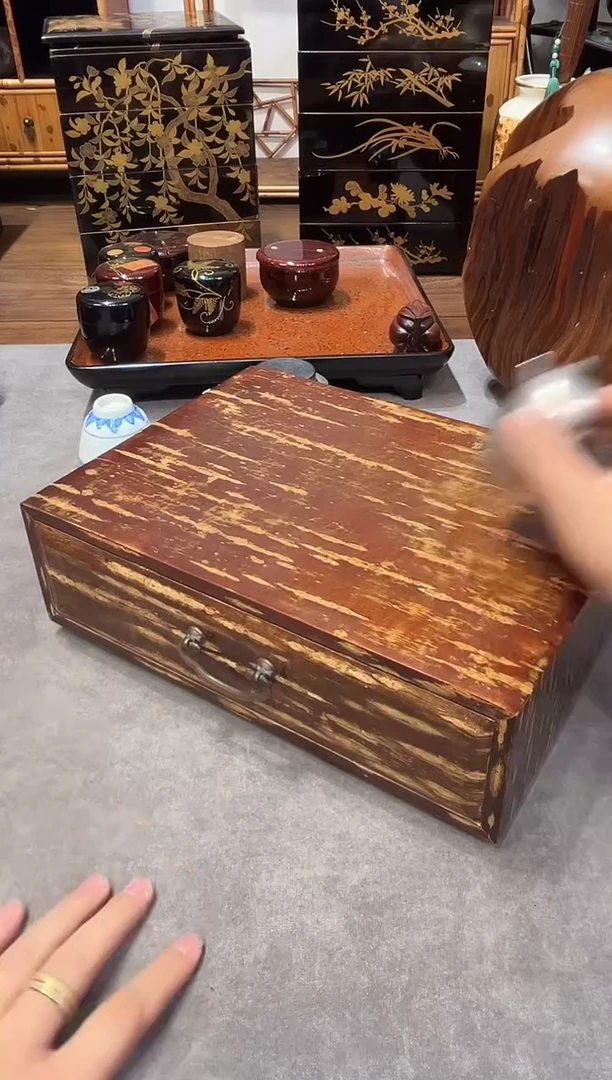 樱皮 收纳盒  大漆漆器大漆漆器