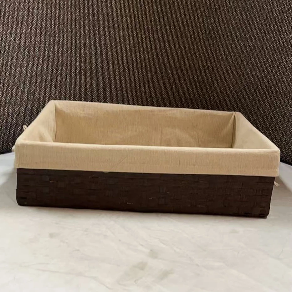 3649微瑕款 长41宽28高10cm 手工编织收纳筐家用桌面简约储物篮子