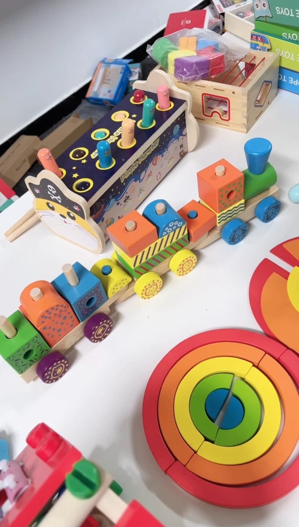 木火车积木玩具-