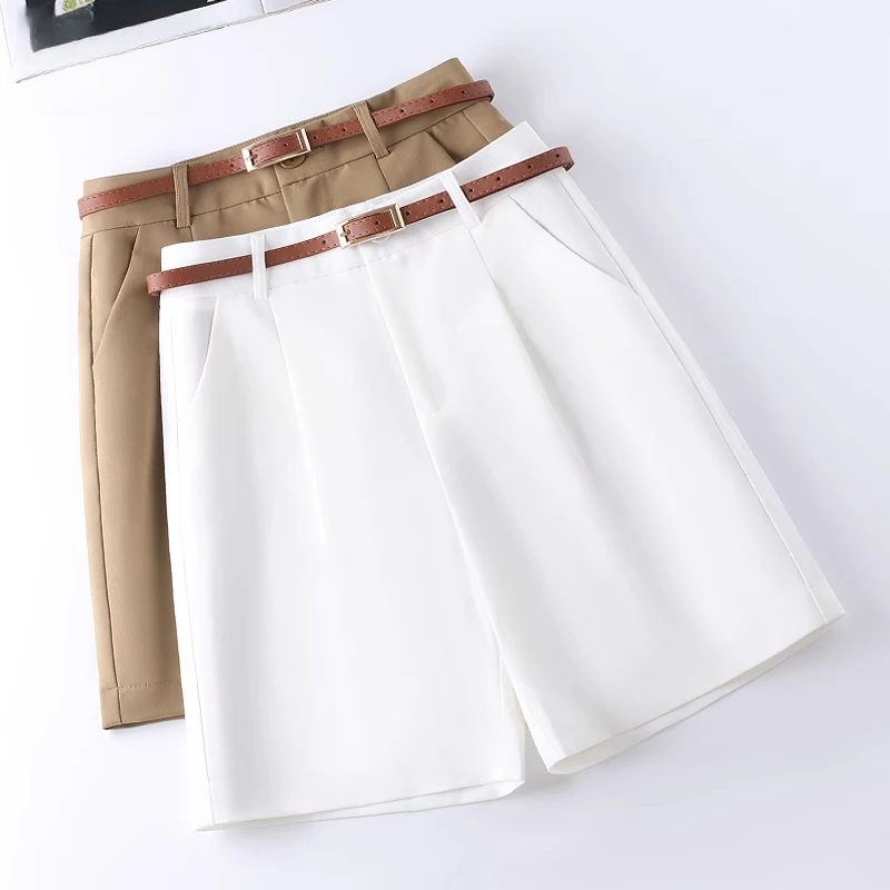 西装短裤女夏季薄款2025新款高腰宽松四分阔腿裤休闲直筒五分中裤