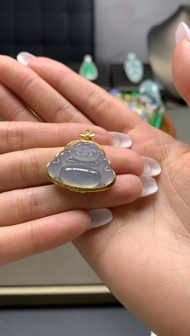 【闪购商品】翡翠吊坠(不含链)18K金镶嵌挂件