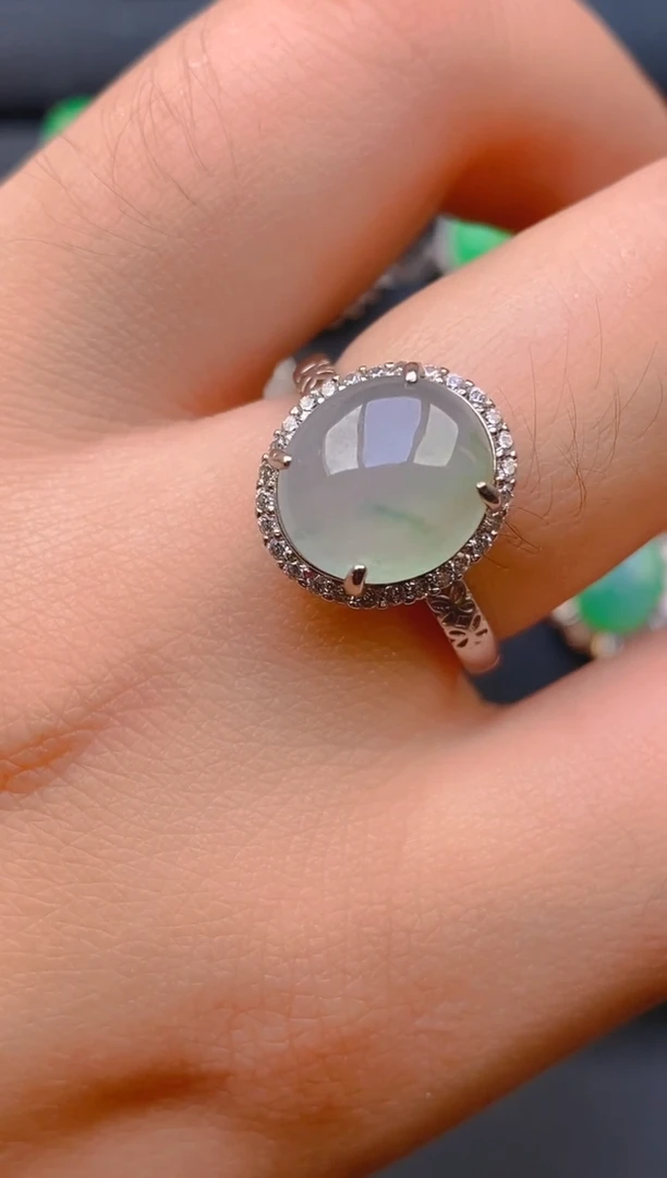 【闪购商品】翡翠戒指银S925镶嵌天然A货翡翠1