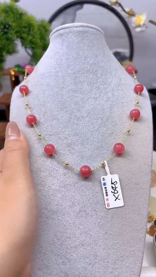 未镶嵌菱锰矿(红纹石)颈饰X645