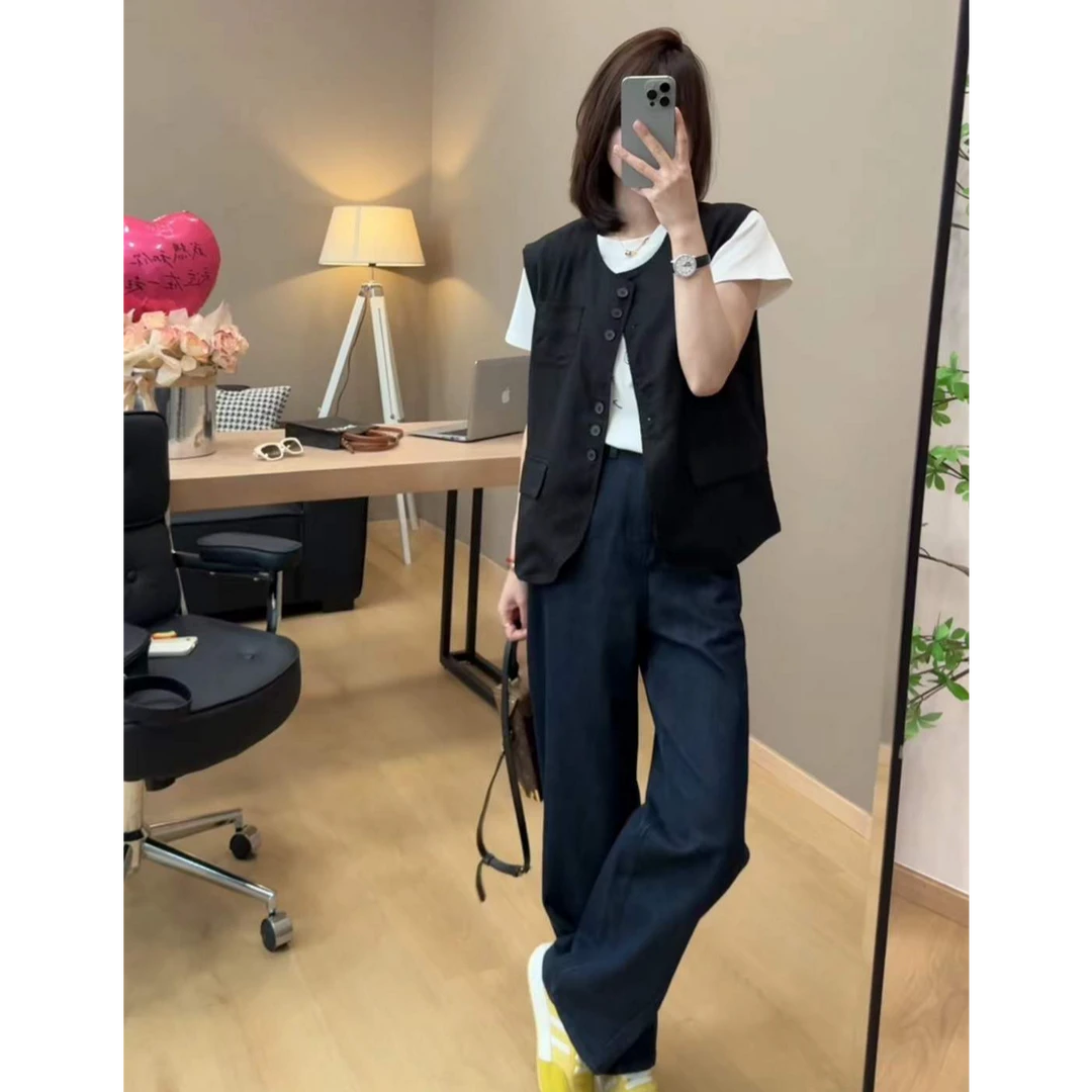 TY5 【老钱马甲】高级感简约百搭麻感马甲（衣长59）