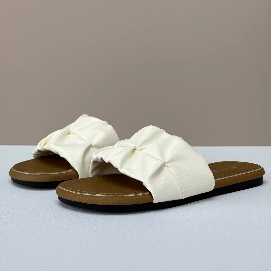 时尚平底白色一字型休闲风一字拖防滑夏季2025网红炸街潮牌女鞋