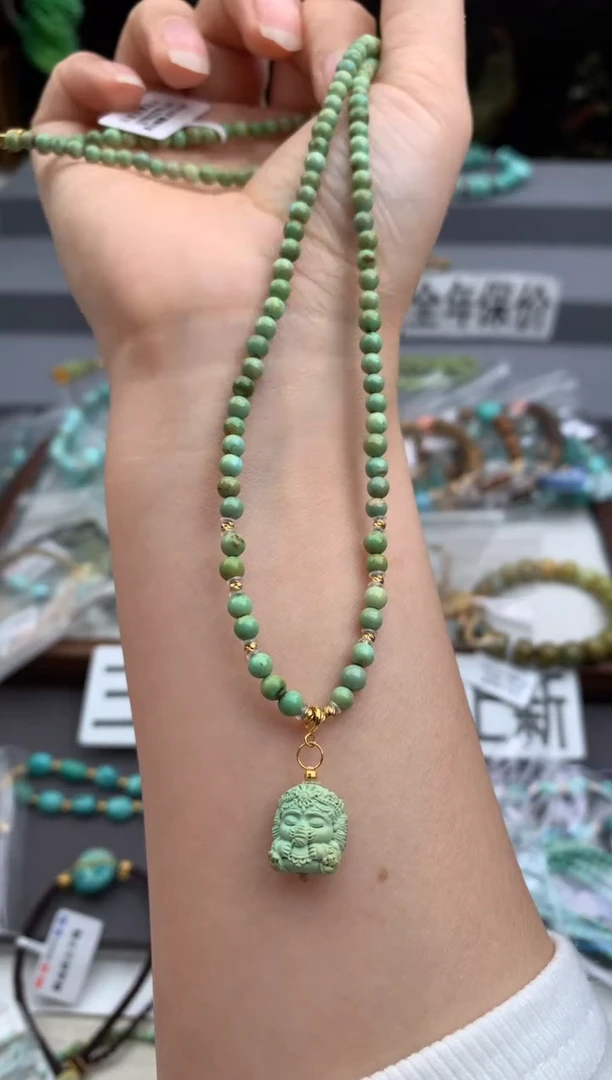 18K金镶嵌绿松石锁骨链茜.Z89