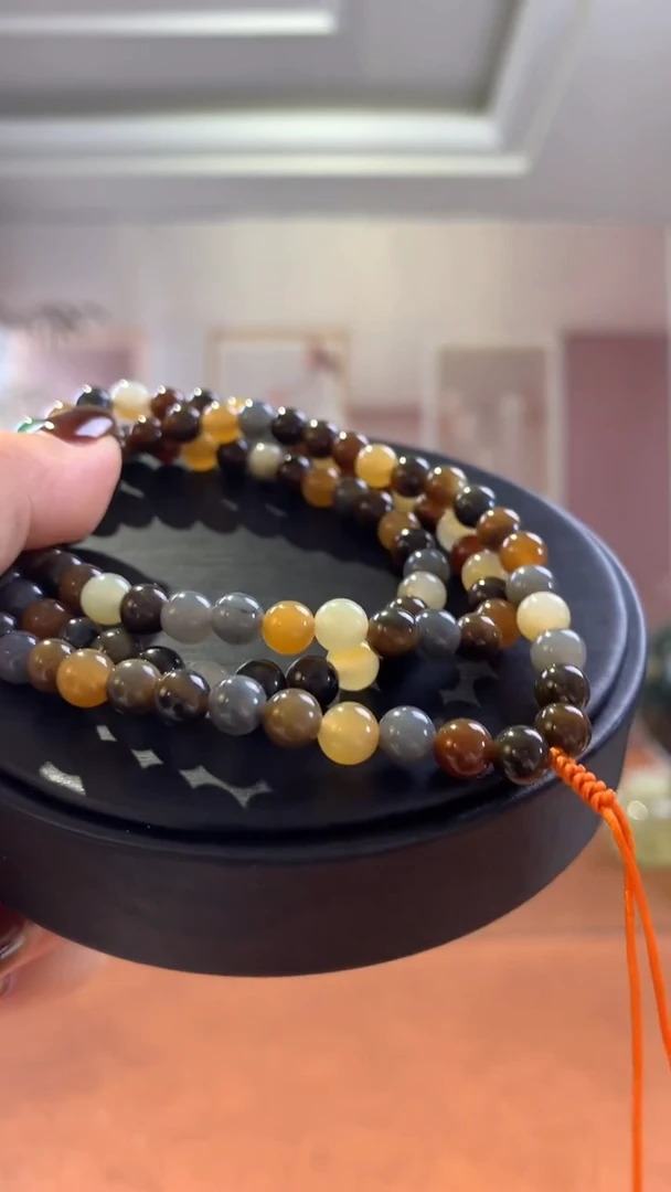 未镶嵌和田玉挂件新疆楼兰三色多宝6mm多圈