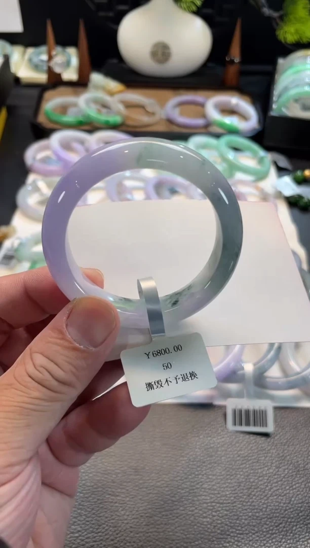 未镶嵌手镯翡翠115号链接 50正圈 有纹