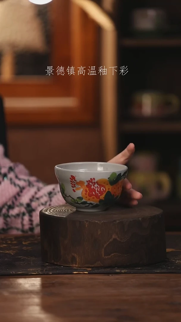 陶瓷景德镇高温釉下手绘陶瓷@L129@