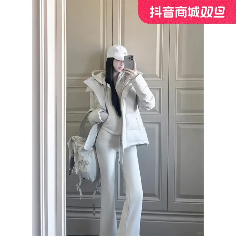 2024冬季新款慵懒感通勤小众时尚显瘦百搭长袖上衣高腰休闲阔腿裤