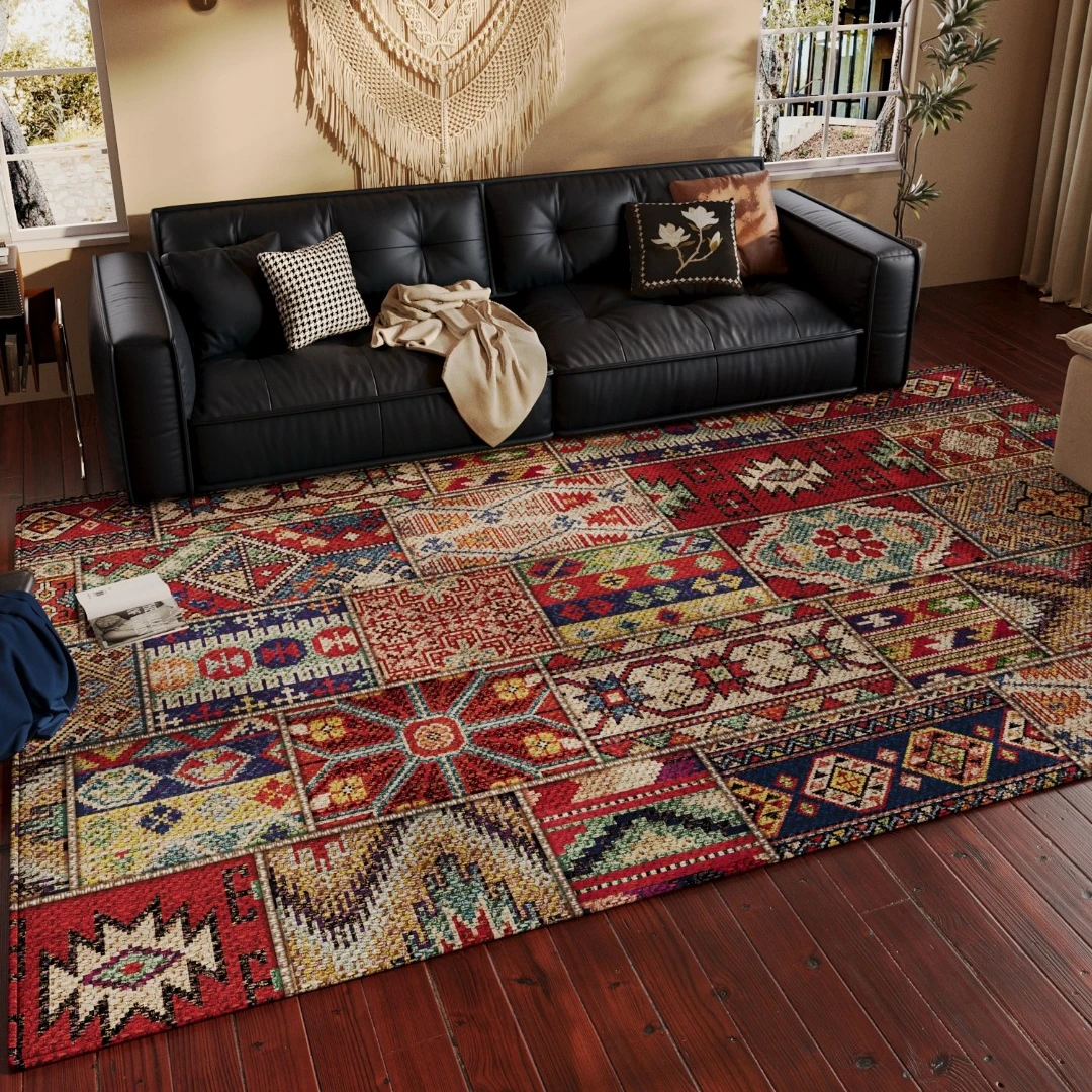 民族风客厅地毯沙发茶几垫耐脏除尘免洗地垫卧室书房美式复古脚垫