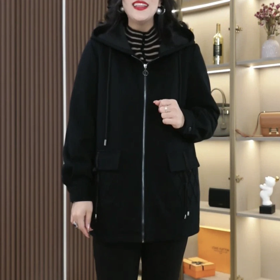 丹思慕新春新款大码时尚气质拼接盘花外套休闲百搭宽松显瘦250160