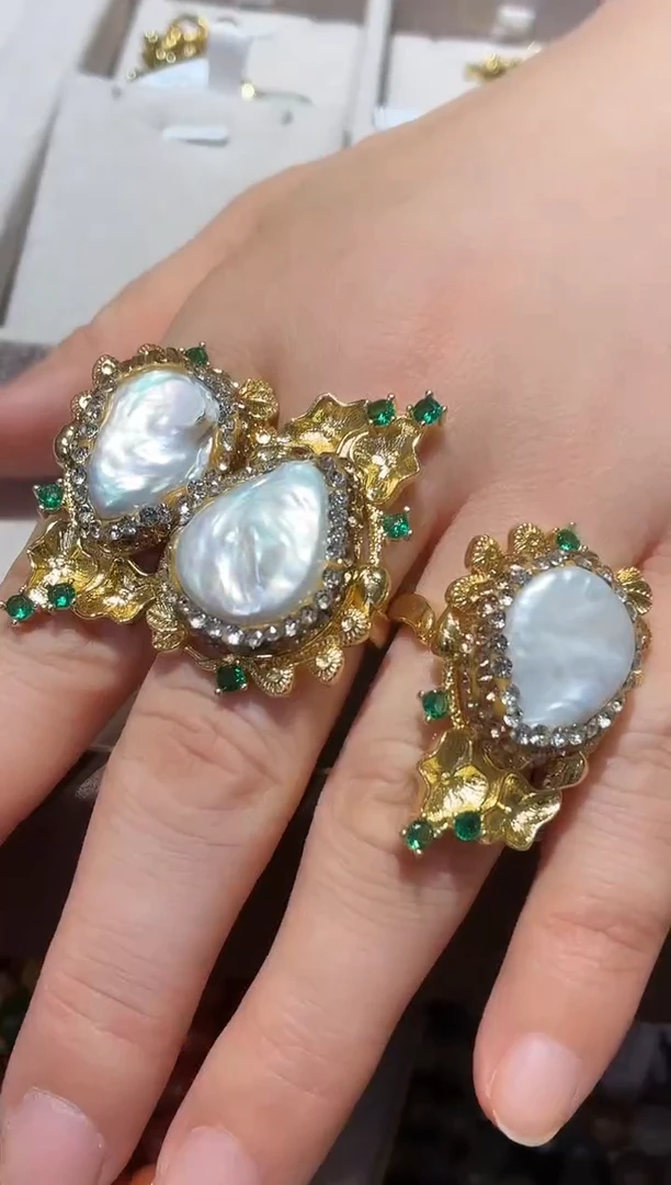 未镶嵌戒指淡水珍珠001【】多样性发一-不退不换