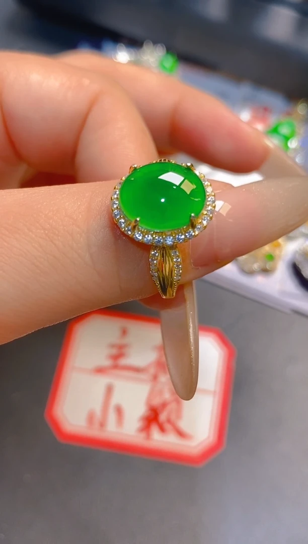 翡翠银S925镶嵌耳饰天然