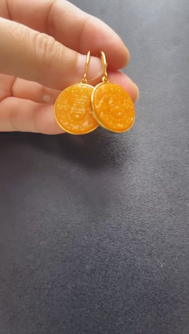 未镶嵌琥珀裸石蜜蜡耳坠