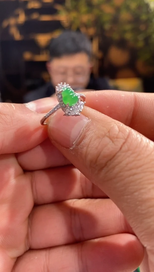 【闪购商品】翡翠戒指银S925镶嵌y033-天然翡翠a货戒指