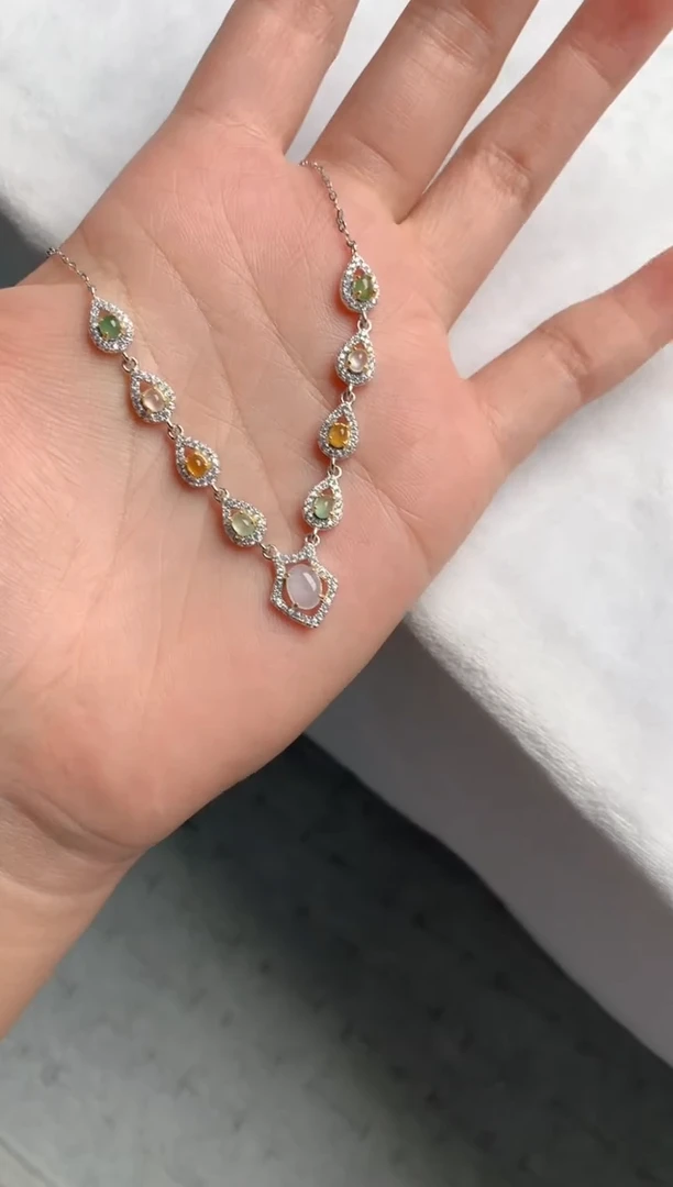 【闪购商品】翡翠项链银S925镶嵌3号