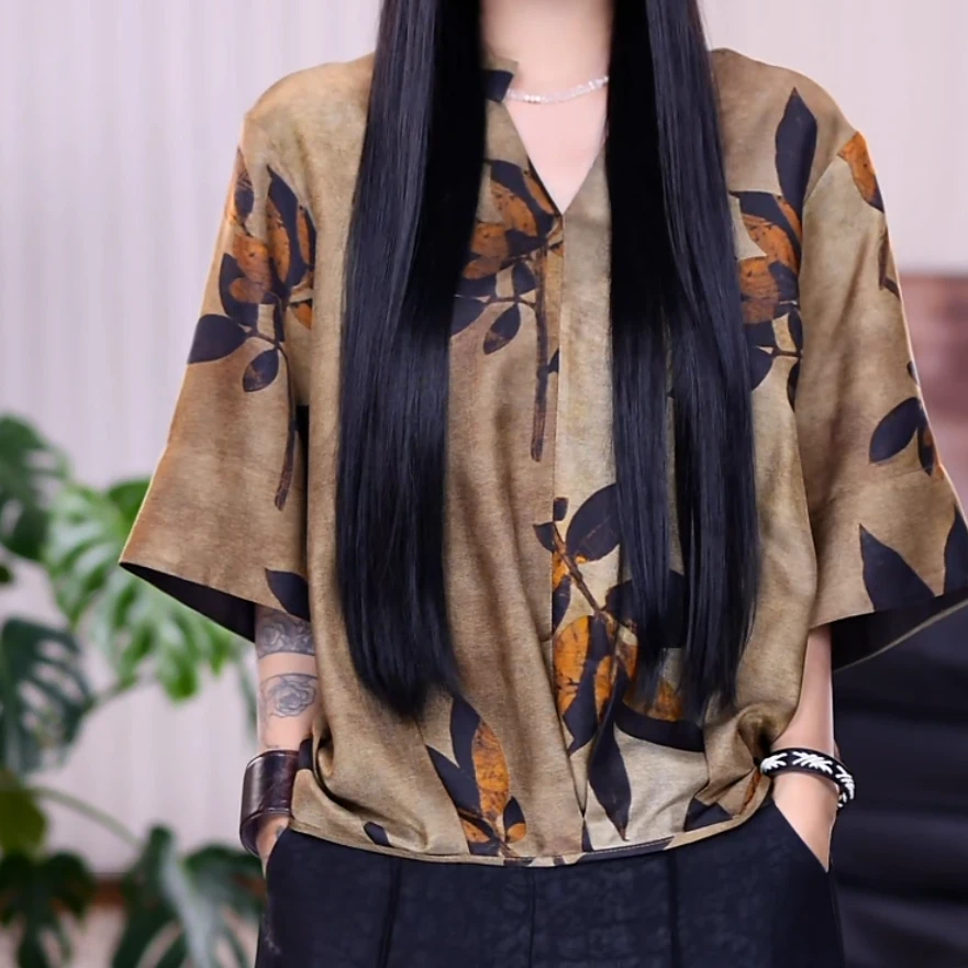 『云妨』100%桑蚕丝休闲显瘦百搭气质上衣