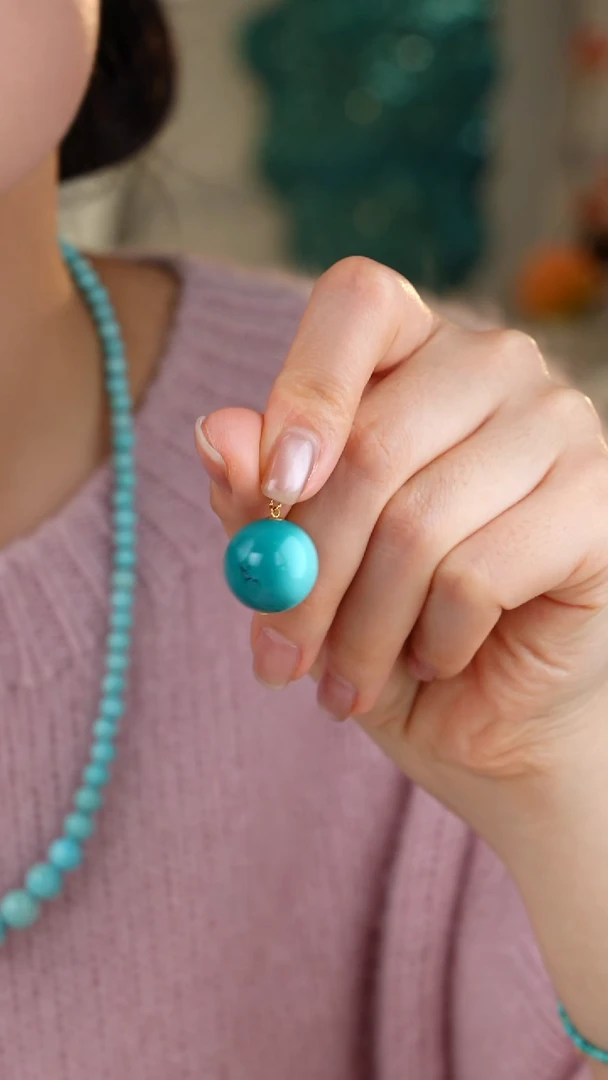 【闪购商品】绿松石吊坠(不含链)18K金镶嵌1