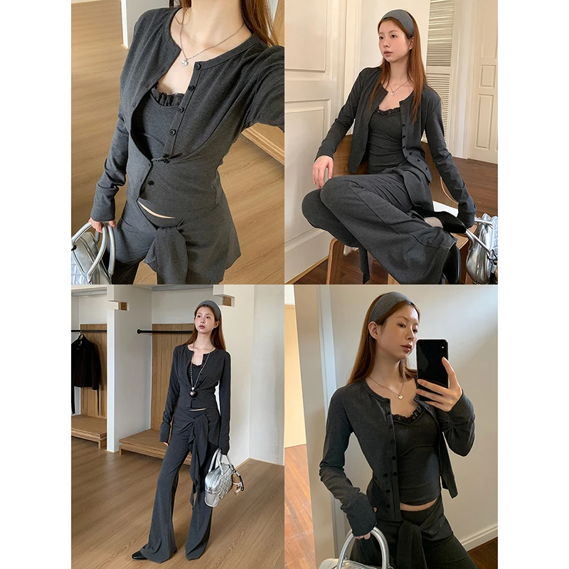 【叛逆甜心外套】春秋季时尚显瘦上衣休闲收腰针织开衫244U3814-S