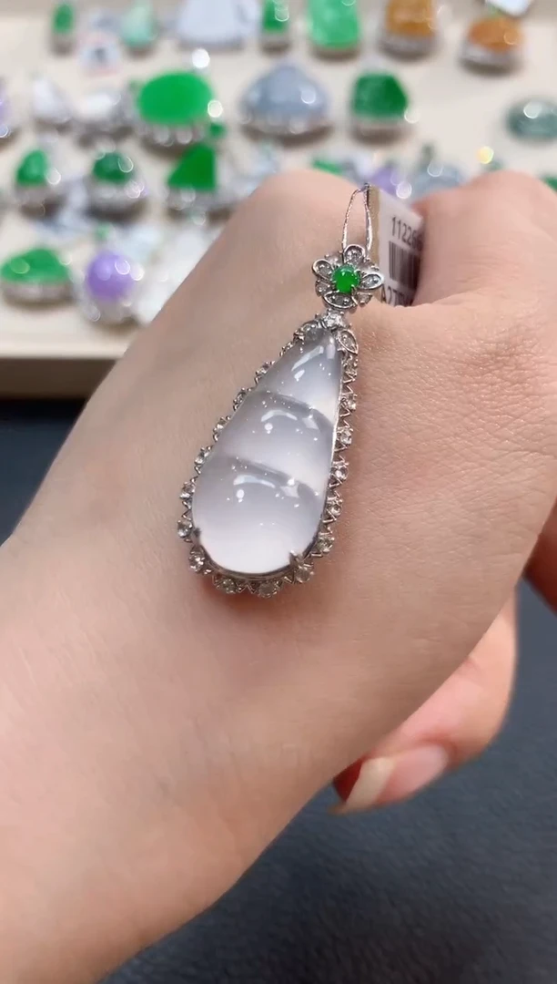 翡翠18K金镶嵌吊坠(不含链)n8