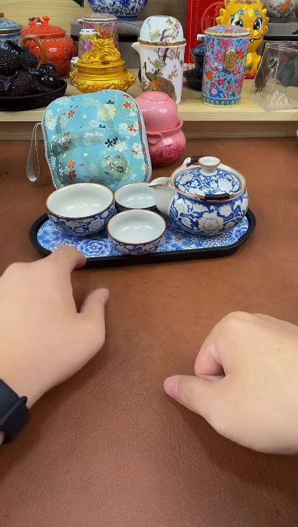 陶瓷茶具摆件旅行套组