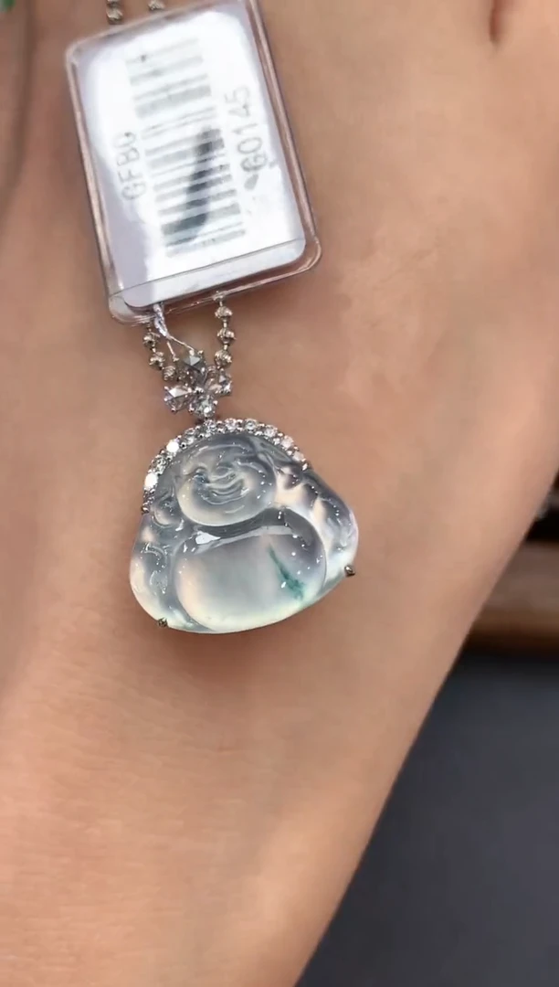 翡翠18K金镶嵌吊坠(不含链)w18