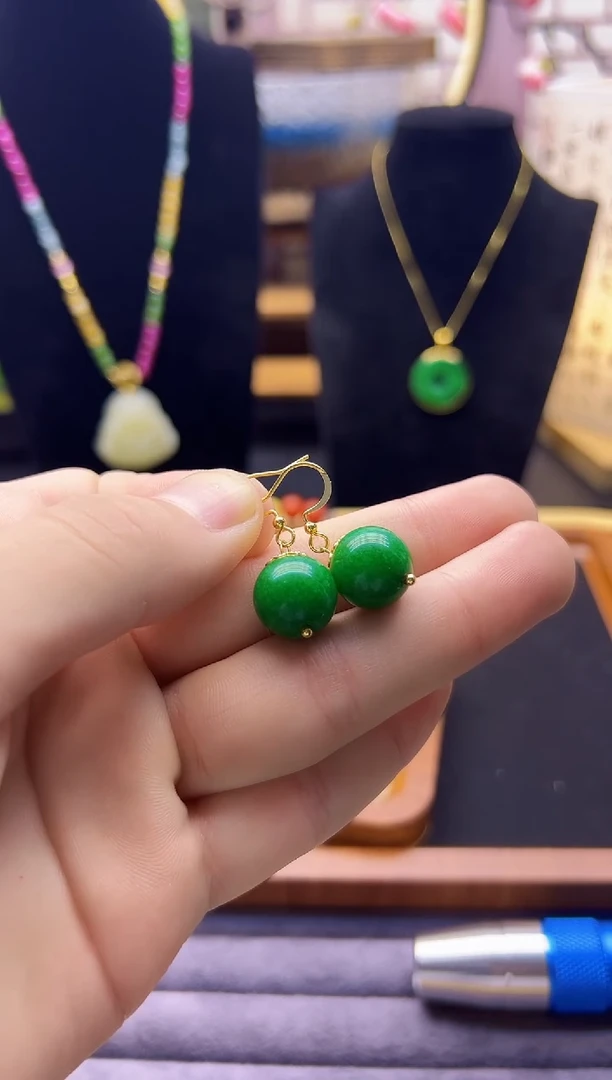 【闪购商品】翡翠耳饰14K金镶嵌E333