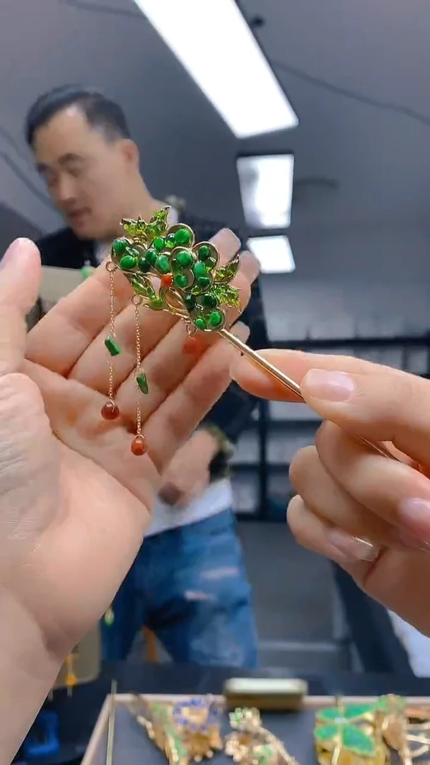 【闪购商品】翡翠耳饰合金93翡翠发簪