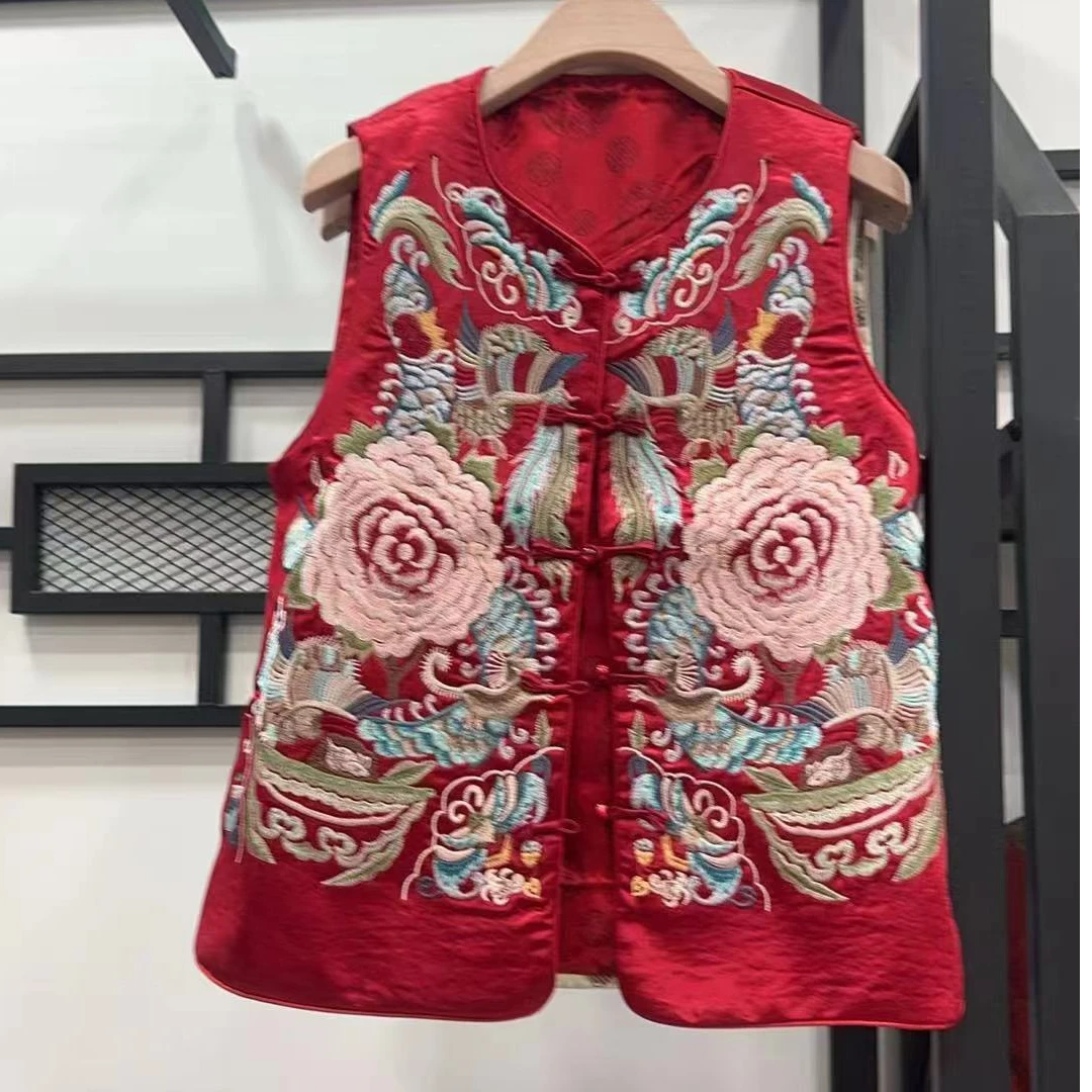 春季新款马甲重工刺绣百搭马甲舒适民族风中国风坎肩