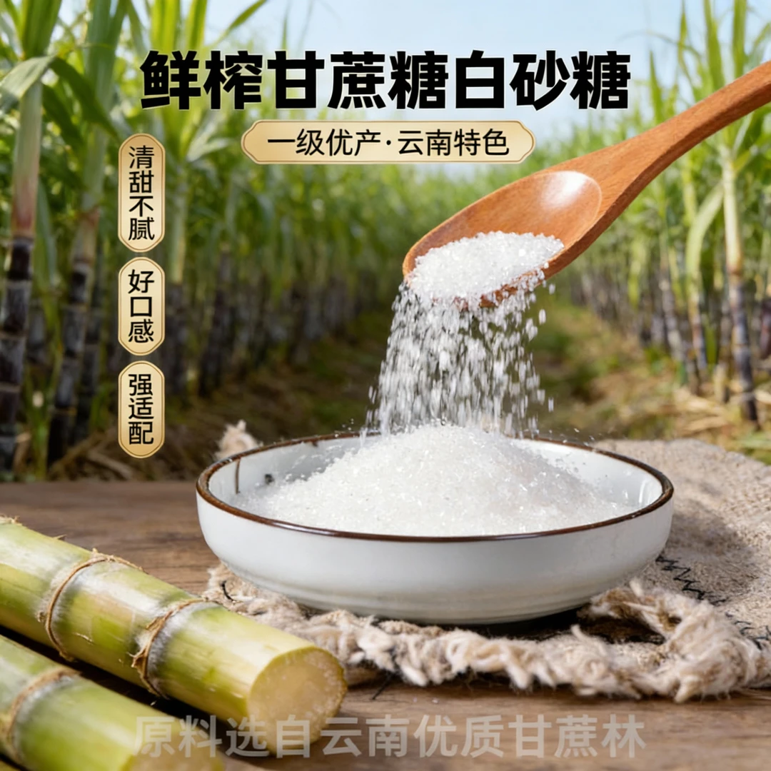 精选甘蔗糖白糖独立包装云南特产白砂糖烘焙专用细砂糖250g1斤