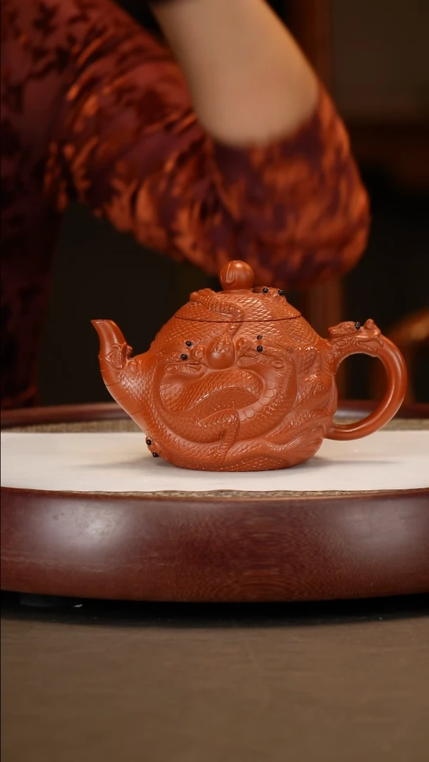 【闪购商品】紫砂茶壶【鲍宜明】大红袍九龙  320CC