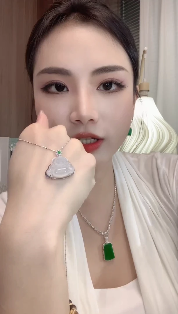 翡翠18K金镶嵌吊坠(不含链)A33