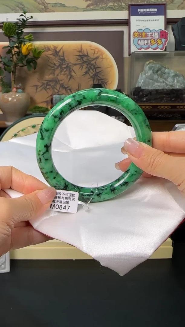 未镶嵌手镯翡翠M0847 圆条65