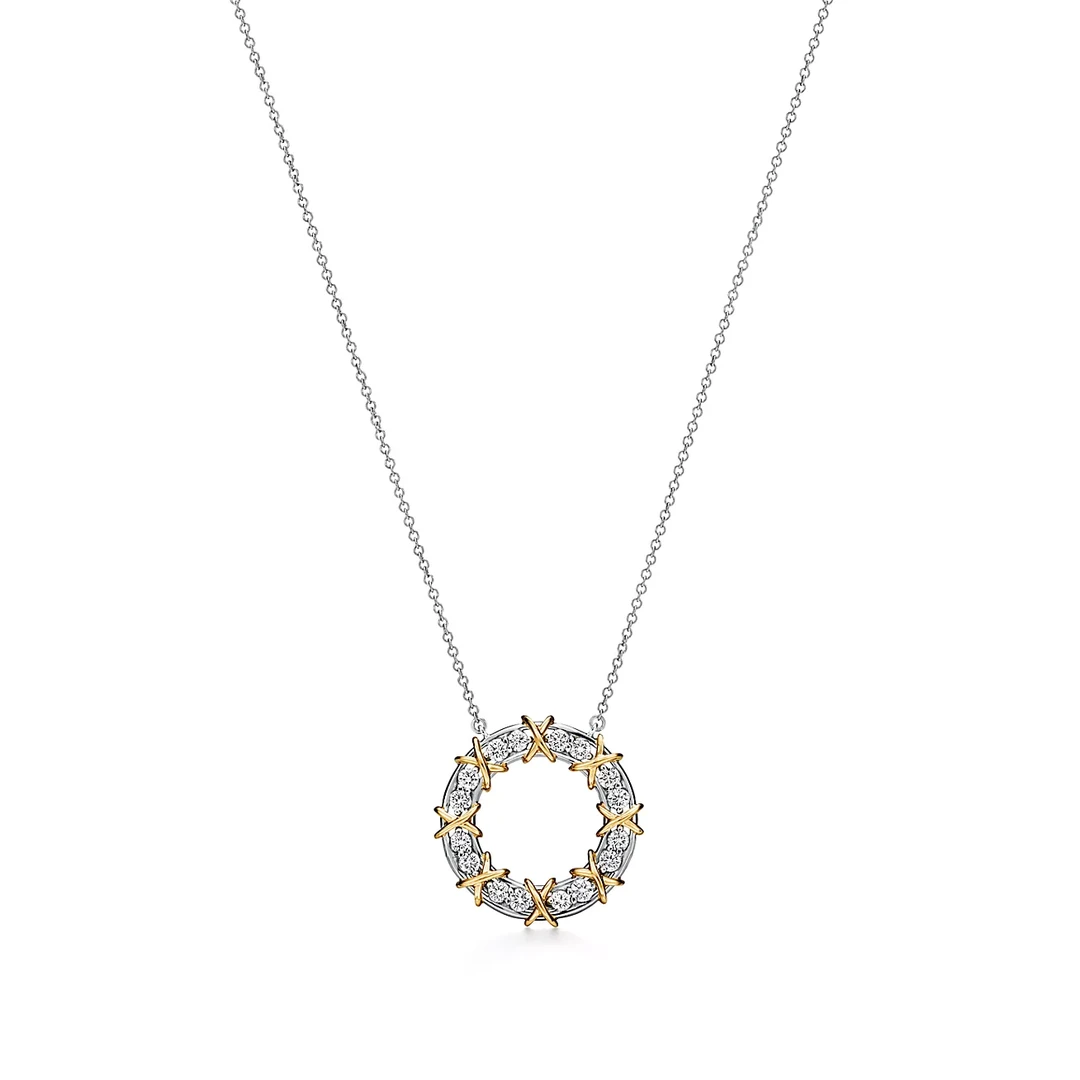 99新 Tiffany & Co./蒂芙尼  18k黄金x铂金十六石钻石项链