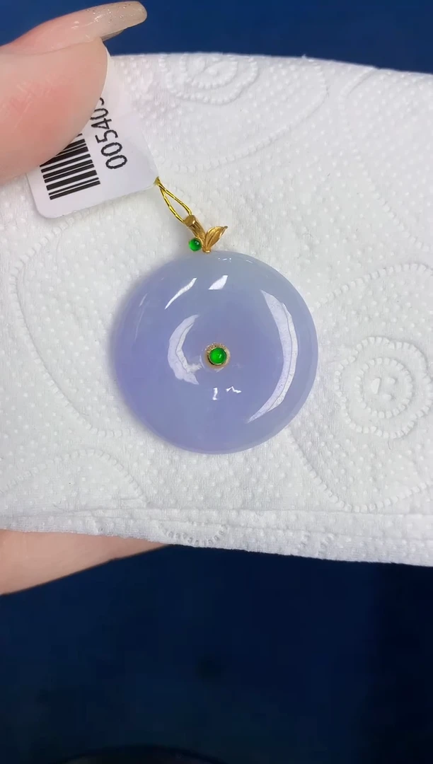 颈饰18K金镶嵌翡翠缅甸天然翡翠A货