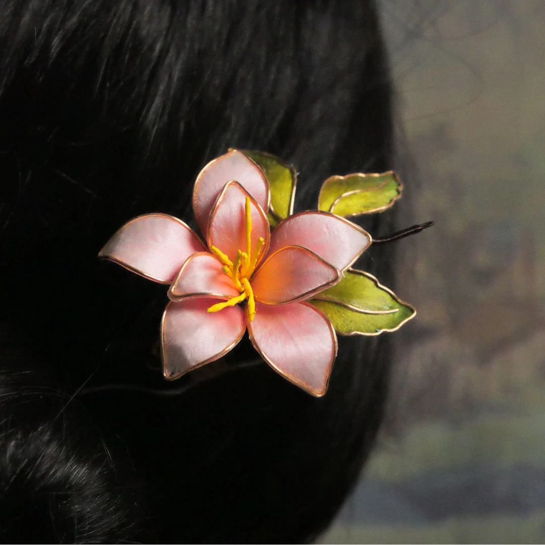 蔷粉-掐丝绒花发簪古风簪子手工百搭复古日常简约国风气质