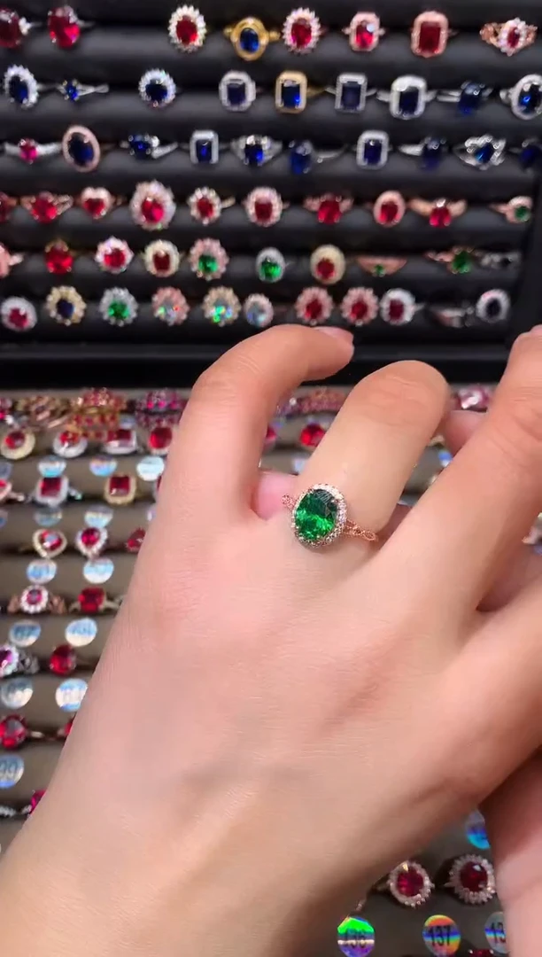 【闪购商品】透辉石戒指银S925镶嵌79玫瑰金