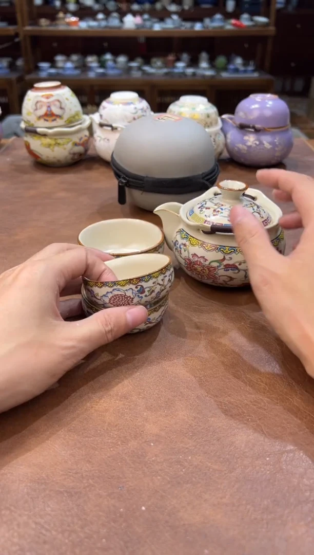 真的很便宜超好看会开片的旅行茶具