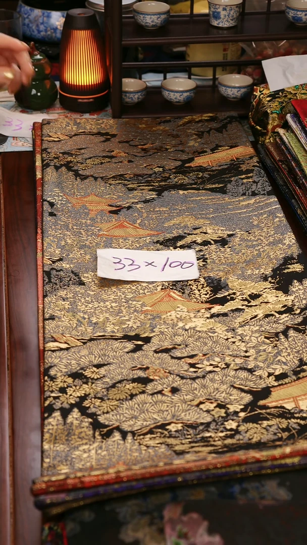 【西阵织登鹳雀楼黑金双面】中国风干泡织锦茶席33*95-100