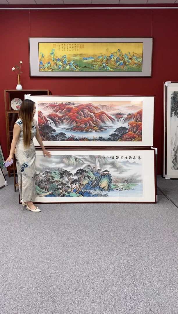 国画手绘  219*88 高山流水觅知音（下方）